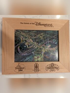 Disney Wood Picture Frame with Engraved Resort Logos - Light Brown